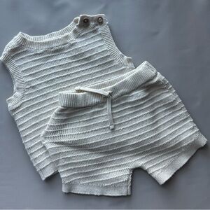 Carter’s Baby Knit 2-Piece Set Sleeveless Sweater & Shorts 6M Neutral Never Worn